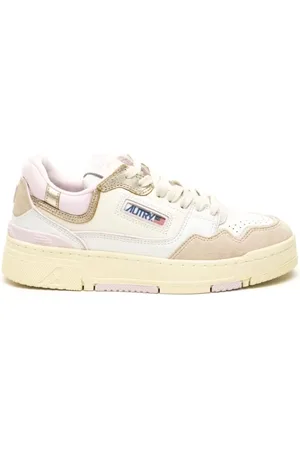 Autry Buty, Kobieta, Beżowy, 37 EU, Nylon, Skórzane Sneakers Bianco/rosa/oro