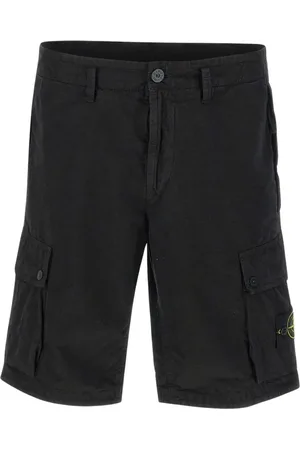 Stone Island Szorty, Mężczyzna, Czarny, W36, Czarne Bawełniane Cargo Shorts