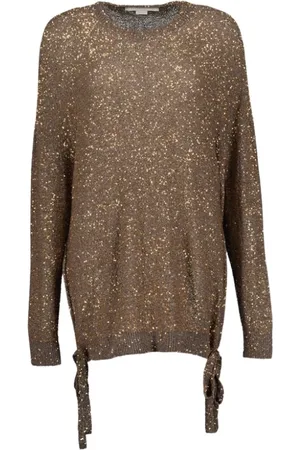 Stella McCartney Swetry, Kobieta, brązowy, 2XS, Sweter z cekinami
