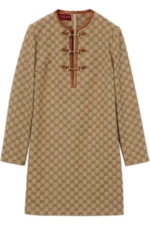 Gucci Sukienki, Kobieta, brązowy, XL, Brązowa Sukienka dla Kobiet
