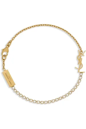 Saint Laurent Akcesoria, Kobieta, Żółty, M, Kryształowy Naszyjnik z Logo YSL