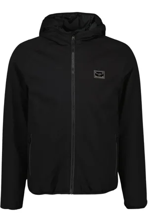 Dolce & Gabbana Kurtki, Mężczyzna, Czarny, L, Kurtka przeciwdeszczowa z logo