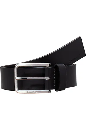 Calvin Klein Akcesoria, Mężczyzna, Czarny, 110 CM, Skóra, Pasek z olejowanej skóry zbożowej