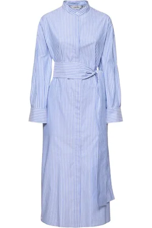 Max Mara Sukienki, Kobieta, Niebieski, S, Jasnoniebieska Sukienka Koszulowa z Paskiem