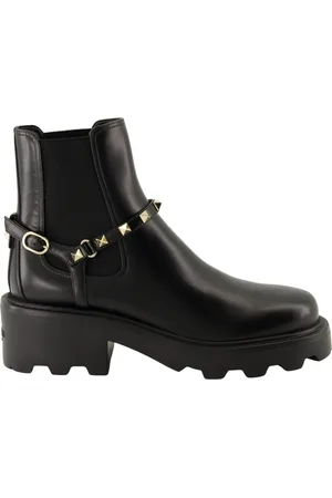 VALENTINO GARAVANI Buty, Kobieta, Czarny, 39 EU, Skóra, Skórzane botki Rockstud
