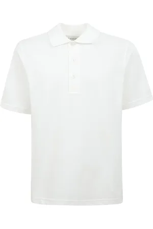Lanvin Koszulki, Mężczyzna, Biały, M, Bawełniany Polo z Krótkim Rękawem
