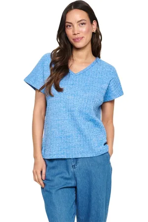 Saint Tropez Koszulki, Kobieta, Niebieski, XL, Campanula Melange Tee Top Krótki Rękaw