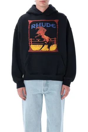 Rhude Bluzy, Mężczyzna, Czarny, M, Vintage Czarna Dzianinowa Bluza Ss 25