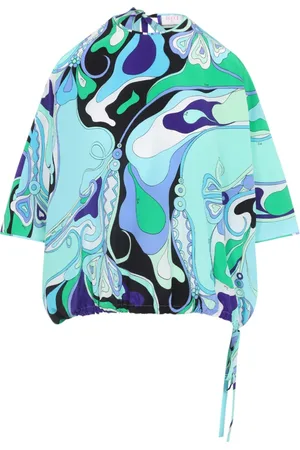 Emilio Pucci Bluzki, Kobieta, Wielobarwność, 2XS, Jedwabna Wielokolorowa Koszula dla Kobiet