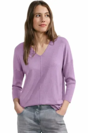 CECIL Swetry, Kobieta, Fioletowy, S, Oversized V-Neck Pullover Hoodie