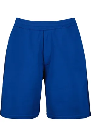 Alexander McQueen Szorty, Mężczyzna, Niebieski, L, Logo Band Straight Cut Cotton Shorts
