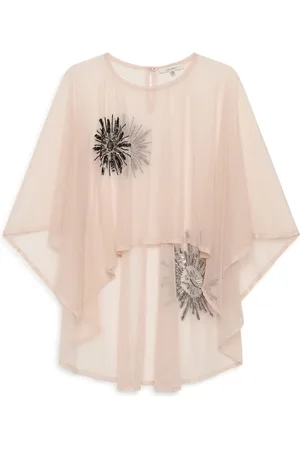 Maliparmi Bluzki, Kobieta, Różowy, ONE SIZE, Nylon, Nylon Tapioka Kwiaty Cape