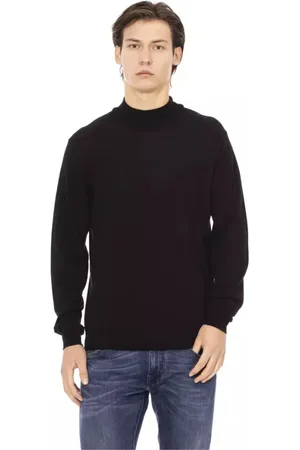 BALDININI Swetry, Mężczyzna, Czarny, XL, Len, Golf Monogram Turtleneck