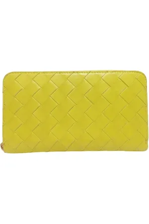 Bottega Veneta Pre-owned, Kobieta, Żółty, ONE SIZE, Skóra, Pre-owned skórzane portfele