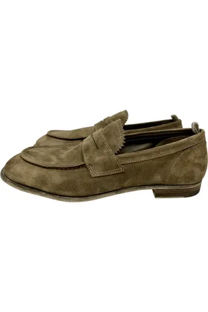 Officine creative Buty, Mężczyzna, Zielony, 45 EU, Zamsz, Zamszowy Loafer Olivbeige Podeszwa Skórzana