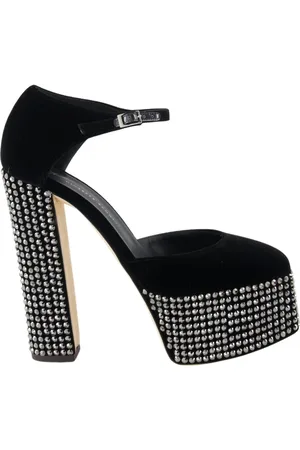 Giuseppe Zanotti Buty, Kobieta, Czarny, 38 1/2 EU, Zamsz, Pompki dla niemowląt z kryształowymi zdobieniami