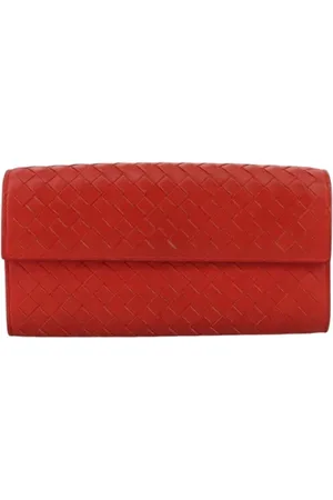 Bottega Veneta Pre-owned, Kobieta, Czerwony, ONE SIZE, Skóra, Pre-owned skórzane portfele