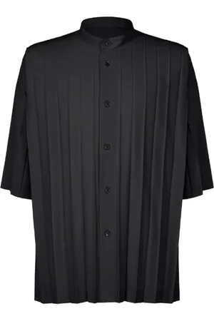 Issey Miyake Koszule, Mężczyzna, Czarny, L, Koszula z fałdami Edge
