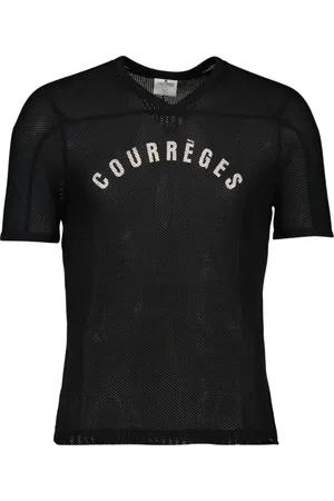 Courrèges Koszulki, Mężczyzna, Czarny, S, Koszulka Baseballowa z siateczki z nadrukiem logo