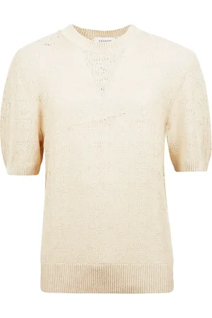 LANEUS Swetry, Mężczyzna, Beżowy, XL, T-shirt z lnu i bawełny z 3/4 rękawami