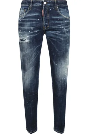 Dsquared2 Jeansy, Mężczyzna, Niebieski, XL, Jeansyy z Plamami Farby