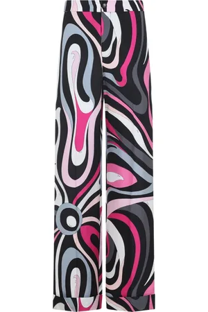 Emilio Pucci Spodnie, Kobieta, Wielobarwność, M, Czarne Jedwabne Spodnie Eleganckie Stylowe