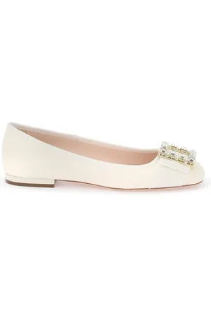 Roger Vivier Buty, Kobieta, Biały, 36 EU, Skóra, Baleriny z Kryształową Sprzączką