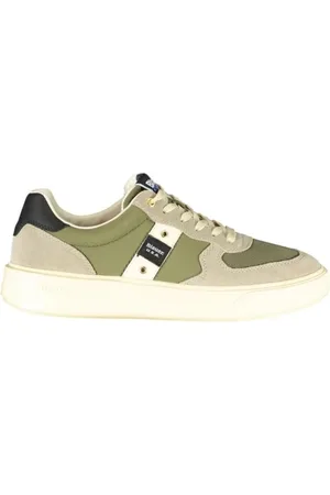Blauer Buty, Mężczyzna, Zielony, 45 EU, Len, Zielone Sneakersy z Kontrastującymi Szczegółami