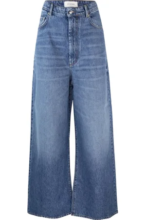 Sportmax Jeansy, Kobieta, Niebieski, W26, Bawełna, Oversize`owe Jeansyy z Niskim Stanem i Szerokimi Nogawkami