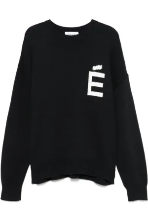 Etudes Swetry, Mężczyzna, Czarny, L, Nylon, Czarny sweter z logo dżakardu