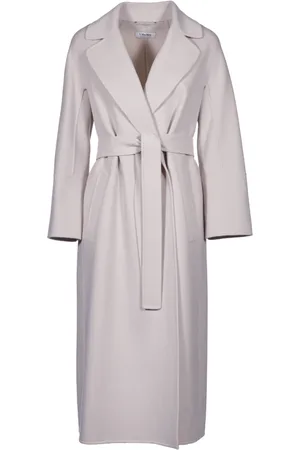Max Mara Płaszcze, Kobieta, Beżowy, S, Beżowy Długi Płaszcz z Wełny Rękawy Kimono