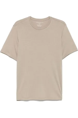 Majestic Koszulki, Mężczyzna, Beżowy, XL, Beżowy T-shirt z bawełnianym karkiem