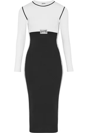 Jean Paul Gaultier Sukienki, Kobieta, Wielobarwność, XS, Biała Sukienka w Bloki Kolorów, Elegancki Styl