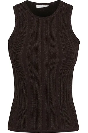 ZIMMERMANN Koszulki, Kobieta, brązowy, S, Metallic Racer Tank Top