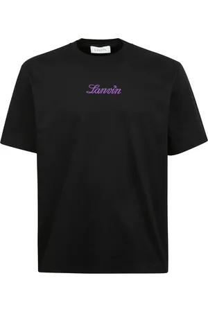 Lanvin Koszulki, Mężczyzna, Czarny, 3XL, Haftowany bawełniany T-shirt