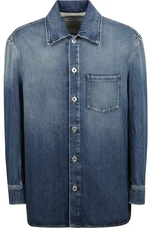 Lanvin Koszule, Mężczyzna, Niebieski, L, Jeansyowa koszula z przodu na guziki, kieszeń na piersi