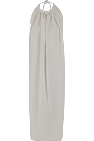 Sportmax Sukienki, Kobieta, Biały, M, Biała Sukienka Maxi z Wiskozy Crepe