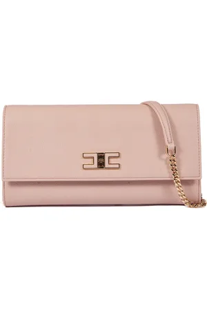 Elisabetta Franchi Torebki, Kobieta, Różowy, ONE SIZE, Poliester, Beżowa Torba na Ramię z Łańcuchem