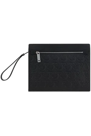 Salvatore Ferragamo Torebki, Mężczyzna, Czarny, ONE SIZE, Gancini Skórzana Torebka Pouch