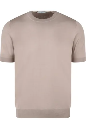 Paolo Pecora Koszulki, Mężczyzna, Beżowy, S, Bawełniana Sweter T-Shirt Regular Fit