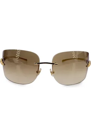 Cartier Pre-owned, Kobieta, Żółty, ONE SIZE, Len, Pre-owned Metal sunglasses