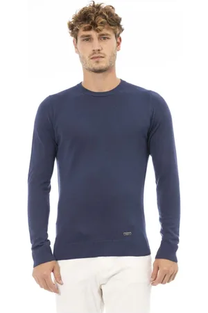 BALDININI Swetry, Mężczyzna, Niebieski, L, Elegancki Sweter z Okrągłym Dekoltem