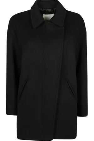 Isabel Marant Płaszcze, Kobieta, Czarny, S, Kaszmir, Stylowy Płaszcz 3/4