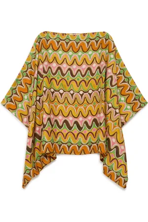Maliparmi Kurtki, Kobieta, Wielobarwność, ONE SIZE, Jedwabna Koszula z Nadrukiem w Pomarańczowym/Różowym/Ciemnym