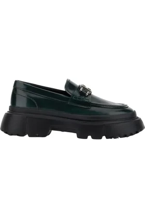 Hogan Buty, Kobieta, Zielony, 37 1/2 EU, Zielone Lordsy Styl Miejski Militarny