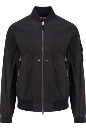Stone Island Kurtki, Mężczyzna, Niebieski, M, Nylon, Niebieska Kurtka z Zamkiem i Lamówką