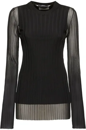 Sportmax Koszulki, Kobieta, Czarny, M, Przezroczysty top z dekoltem