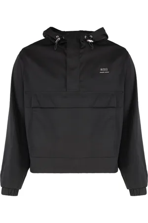 Ami Kurtki, Mężczyzna, Czarny, S, Regulowany sznurek Techno Fabric Jacket