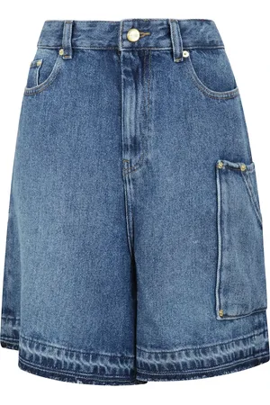 Ganni Szorty, Kobieta, Niebieski, W27, Denim, Denimowe szorty cargo z zamkiem błyskawicznym