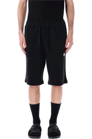 Moncler Szorty, Mężczyzna, Czarny, L, Czarne Szorty z Haftowanym Logo z Bawełny